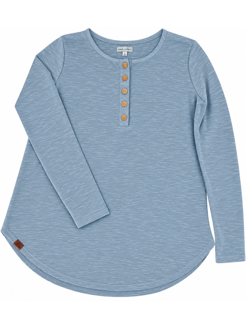 Simply Southern Women’s Large Blue Henley Long Sleeve Tunic Top NWT